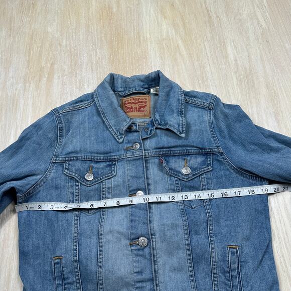 Levi's Denim Trucker Casual Everyday Button Front Fitted Jean Jacket Large - Picture 8 of 15